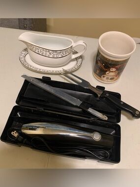 Hamilton Beach Black and Silver Electric Carving Knife Set, gravy boat and more